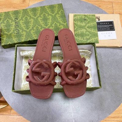 tpu亮光版本 工厂p现货 古驰 古奇拖鞋 gucci 最新款沙滩凉拖鞋一字拖 原版开模双G Logo 原版开模一致 尺码 35-42