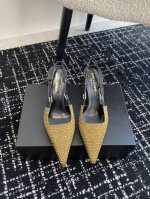 代购级 SAINT LAUREN* YSL 杨树林新款满钻尖头后空高跟鞋 bling bling闪耀奢华 小姐姐的美丽尤物高跟鞋 优雅迷人性感 女人味十足 鞋面