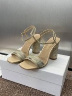 工厂价 迪奥 Dior Dway 2025春夏最新款高跟电绣拼色水晶凉鞋 CD字母logo明星同款烫钻粗跟一圈带鱼嘴露趾女鞋 材质：原版定制高温水溶电绣科技面料