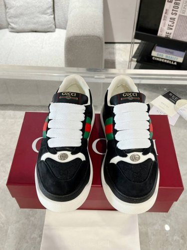 Gucci全新 Screener系列织带厚底运动鞋 最新款胖丁厚底脏脏鞋 情侣款休闲鞋 6Cm增高鞋 所有细节 材质 舒适度 全部跟原版一样了 复刻度98% 码