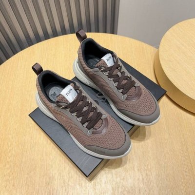 工厂P Boss 新款男仕运动鞋 知名运动品牌新款隆重上市 以奢华高端设计出货 鞋面选用原版透气飞织制成 羊皮垫脚 轻质橡胶大底。轻奢风格，鞋面透气不闷脚，简约