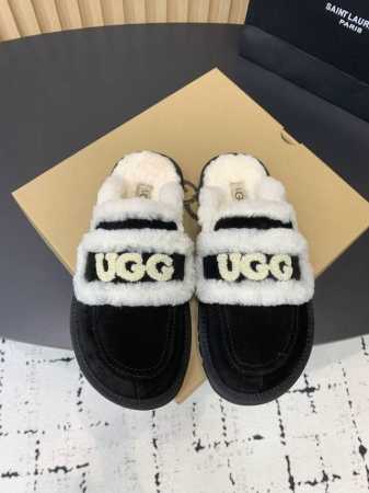 UGG油叽叽新款澳洲厚底小羊羔毛网红毛毛拖鞋，小胖丁嘟嘟鞋！材质牛皮，内里真羊毛，配刺绣百搭时尚！一次成型大底防滑耐磨！ Size：35-41 40.41订做不 - 点击图像关闭