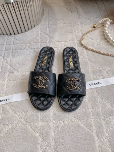 出厂价p Chane*新款平底拖鞋 经典度假风 双 Logo装饰简约清爽 百搭单品 鞋面小牛皮 内里垫脚羊皮 意大利真皮大底 尺码35-39 40 41定做