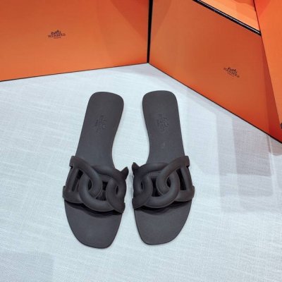 Hermes *原版代购级 爱马仕2020最新猪鼻子锚链条经典拖鞋 时尚又百搭 采用最高等级pvc一体成型环保柔软材料，带自然清香+垫脚设计为磨砂面，碰水不滑脚