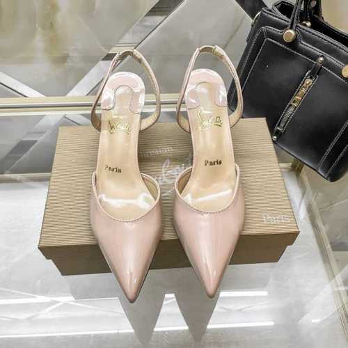 Christian Louboutin新款 CL中空尖头高跟凉鞋 红底高跟鞋单鞋 跟高：7CM 码数：34-42