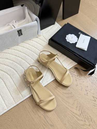 chanel 25C经典一字带凉鞋 新编织面料 编织鞋面 内里羊皮 原版大底 Size:35-39 其他码数定做