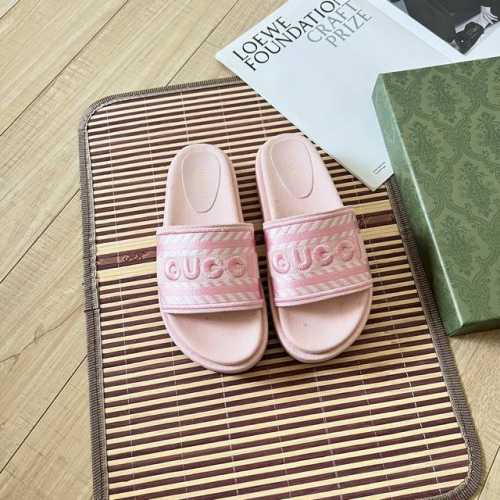 橙子出厂价p gucci 古驰 初夏新款 复古刺绣字母厚底拖鞋 面料 牛仔布 底厚 6Cm 码数 35-42