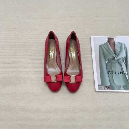 橙子出厂价p ferragamo 菲拉格慕 经典蝴蝶结 圆头玛丽珍鞋 平底鞋 粗跟单鞋 高跟鞋 跟高 平底 4Cm 7Cm 码数 34-42 - 点击图像关闭