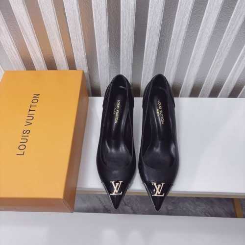 橙子出厂价P P130 Louis Vuitton 路易威登 春夏新款 Lv尖头拼色高跟鞋 细跟单鞋 跟高：8Cm 码数：34-42