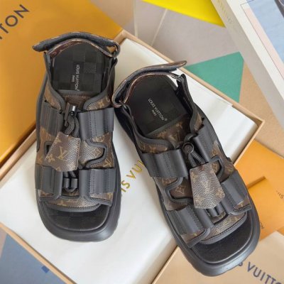 顶级版本：女款 Lv路易威登 L家 驴牌 Chameleon Comfort系列 厚底 老花 凉鞋 原版购入开发 做货 本款 Chameleon 凉鞋拼合帆布和