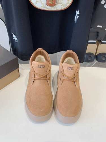 出厂价 UGG2024秋冬季新款男士舒适平底系带纯色圆头时尚休闲短靴 1151773， 牛皮磨砂面+内里真羊毛+橡胶大底 码数40-45