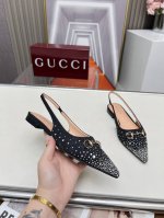 2515一9GUCCI最新爆款专柜原版鞋开模制作原版五金链条扣双G布烫闪亮彩钻大牌明星最爱的奢侈品面料：古奇原版双G布烫钻内里：羊皮跟高10毫米码数：35-41