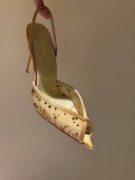 andrea Wazen 仙女版凉鞋，纯手工蕾丝折叠工艺，非常的美，上脚无敌了。仙女必备 进口 真丝+蕾丝 内里 羊皮 鞋底 牛皮大底 跟高 9.5 Cm 专柜