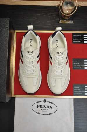 普拉达Prada 顶级原单，当季新款，高品质原单牛货，顶级高丝光牛皮拼原版透气布料，内里进口弹力布配原版牛皮垫脚，原厂气垫大底！品质保证！码38-45 45定做 - 点击图像关闭