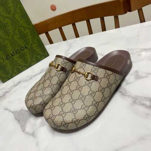 Gucci 古奇 包头 穆勒鞋，简约大气，脚感舒适 鞋面头层牛皮 GG胶面，内里为羊皮，天然PU水台中底，原版私模大底 Size：35-45码