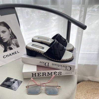橙子出厂价p chanel 香奈儿 春夏新款 链条粗跟拖鞋 菱格高跟凉拖 小红书初夏推荐 小香风25Ss skp百搭新品 顶奢休闲 码数 35-41