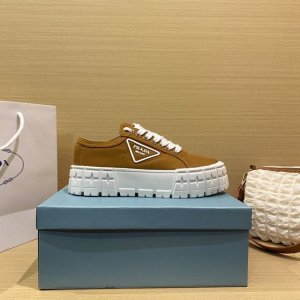 橙子出厂价p prada 普拉达 春夏新款 增高厚底饼干鞋 系带帆布鞋 材质 进口帆布 跟高 4Cm 码数 34-42