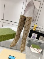 Gucci 23ss 秋冬高跟短靴专柜购买原版一比一打造 GG印花布面 真皮大底 跟高8cm 码数:35-41 40.41定做不退换