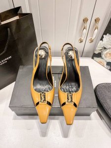 橙子出厂价p saint Laurent 圣罗兰 Ysl初夏新款 字母扣镂空尖头高跟凉鞋 后空高跟鞋 跟高 8Cm 码数 35-41