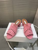 P390 Alaia 阿莱亚粗高跟拖鞋 顶级 面料：原版进口羊皮 内里、垫脚：羊皮里 鞋底：意大利进口真皮大底 Size：35-41 40 41定制不退换