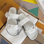 顶级版本：女款 LV村上隆联名 L家驴牌BOM DIA COMFORT系列 魔术贴 牛仔布 老花 凉鞋 平底凉拖鞋原版购入开发 做货 本款 Bom Dia Co