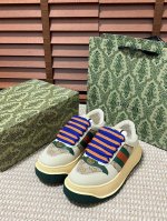 橙子出厂价 Gucci 古驰最新款胖嘟嘟厚底脏脏鞋~~情侣款休闲鞋，6cm增高鞋~~ 运动鞋板鞋 复古小脏鞋，鞋面擦色牛皮拼接经典双G布面料，毛巾布里细腻吸汗透