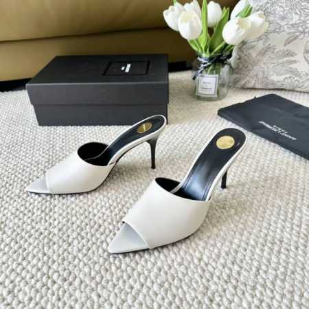 Saint Lauren Ysl圣罗兰 极简风尖头高跟凉拖鞋凉鞋 跟高:8.5Cm 正码:35-39订做40.41.42 - 点击图像关闭