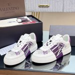 代购级品质 Valentino Garavani Vl7N 网格 网眼布小牛皮低帮绑带运动鞋、休闲鞋 男士女士情侣真皮板鞋 七条绑带，装饰橡胶效果 Vltn L