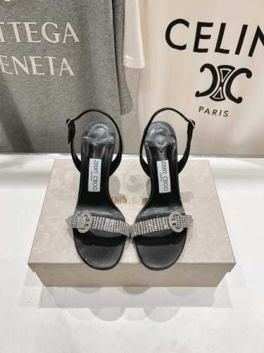 高版本出厂 Jimmy Choo*｜Jc 吉米周2025Ss夏季新款烫钻高跟凉鞋 原版套楦，完美的线条，简约大气上脚显气质粗跟舒适百搭，还能拉长双腿显高显瘦显腿