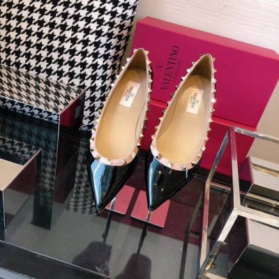 p直销 女鞋工厂P Valenti** 黑色漆皮 华伦天奴 Reeonz你的奢华世界防拆纸环精致做工 原版一致车线 完美数控 平底 中跟6.5Cm 高跟9.5C