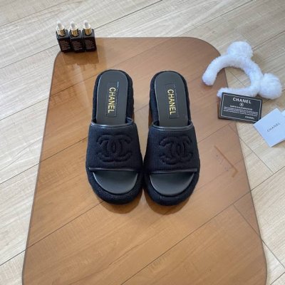 橙子出厂价p chanel 香奈儿春夏新款 针织菱格拖鞋 松糕厚底凉拖 码数 35-41