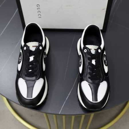 出厂价 品牌：古奇gucci 标准码：38-44 45订做 等级：官网同款 材料：原版牛皮拼接 舒适内里 轻便耐磨大底 款式类别：男士时尚休闲鞋 跑步 运动鞋 - 点击图像关闭