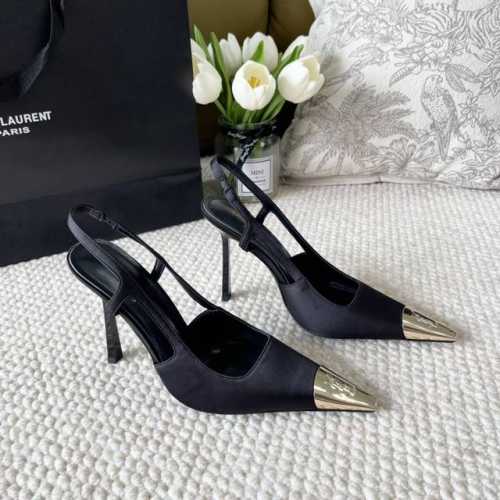 Saint Lauren Ysl圣罗兰新款 金属字母头细跟高跟凉鞋 跟高:10Cm 正码:35-39订做40.41.42