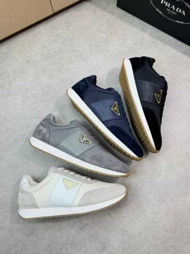 prada 普拉达 -高端品质 原单休闲运动鞋 -鞋面 反绒小牛皮 品牌高丝光帆布 鞋身车缝品牌金属扣件 鞋舌丝印高周波品牌Logo -内里 水染牛皮 -大底