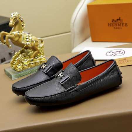 HERMES 爱马仕专柜同款经典套脚鞋1:1开模原单品质采用进口头层牛皮猪皮内里超高档男鞋皮鞋沉实稳重 非常特别 黑色材料可选！码数38-44 45，46定做， - 点击图像关闭