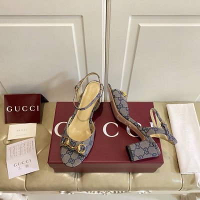出厂价p 古奇Gucci高跟凉鞋 牛皮 羊皮 提花布面 羊皮里 跟高6.5Cm 真皮大底 35-39码 40-42码定做不退换