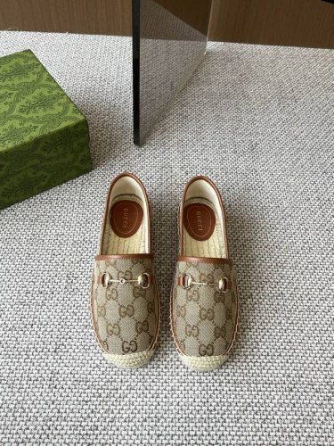 Gucci 2025Ss新款马衔扣女士新款渔夫鞋 这款鞋采用米色和深棕色Gg帆布制 成整双鞋子采购Zp开发打造 全部定制材料 独家开模大底，细节全部对版出货 连