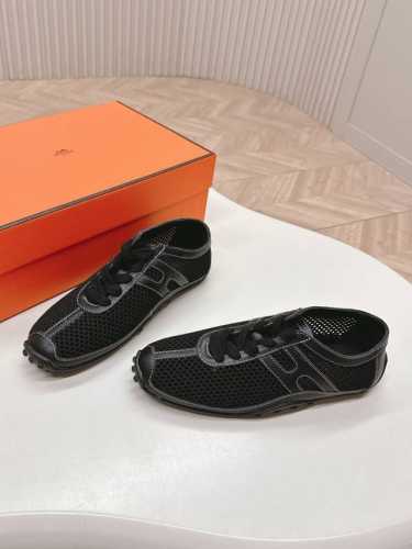 Hermes 爱马仕H家25ss新款网面玛丽珍休闲鞋 丑鞋的时髦 上脚真心不丑，穿上就是时髦人儿，脚感非常舒服又轻便，经典运动风格+网面色设计，丑的耐看面料：原