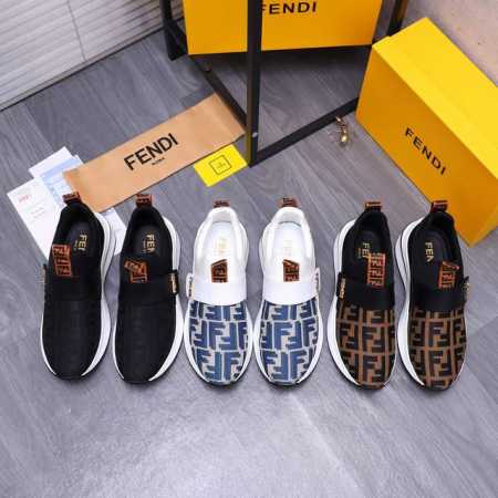 商品商标：Fendi 芬迪 休闲鞋 正码码数: 38-44 45订做不退换 商品材料：精选 头层牛皮拼接透气织布鞋面 网布内里 橡胶大底 - 点击图像关闭