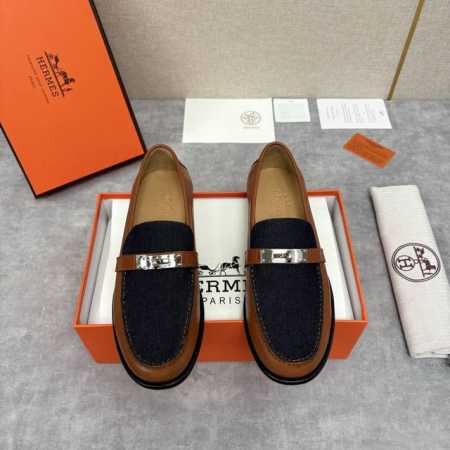 爱马-仕 Herme* 新品Destin 牛仔乐福鞋 官方售价Rmb ,4, 新款男士便鞋上 一脚蹬套脚乐福鞋皮鞋 可休闲可正装 采用进口牛皮拼接撞色丹宁布 牛 - 点击图像关闭