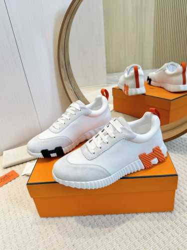 出厂价：女 男款+20 高版本 Hermes 爱马仕情侣款运动鞋 支持退换 原单鞋 市场顶级品质 轻质材料 柔软舒适 高端定制 原版大底 鞋面进口羊猄+牛皮 牛
