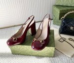Gucci古奇GG马衔扣粗跟凉鞋 牛漆皮 真皮底 跟高:9.5cm 和5.5cm 正码:35-39订做34.40.41.