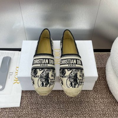 工厂p价p dior Granville 拼色渔夫鞋 迪奥 春夏平底百搭懒人鞋 全新刺绣 Oblique 图案鞋面 彰显标志性风范 市面顶级版本 材质:鞋面采用
