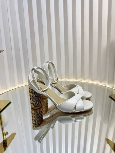 Dior 迪奥 秋冬新款Icon系列圆柱跟脚环绑带女鞋 Cd明星同款高跟圆头交叉带拼色凉鞋 材质 鞋面进口全粒面小牛皮+水染羊皮内里垫脚+意大利真皮大底 跟高: