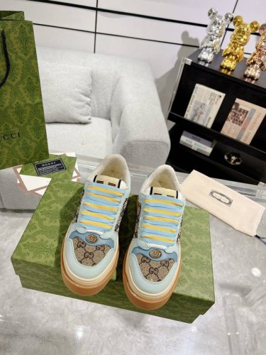 钻面 Gucci全新 Screener系列 最新款胖嘟嘟厚底脏脏鞋 情侣款休闲鞋 6Cm增高鞋 所有细节 材质 舒适度 全部跟原版一样了 复刻度98% 码数 3