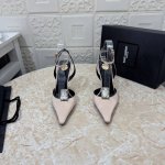 YSL.顶级版本.高品质. 配置全套包装2025新款 官网同步 1:1开模 水钻装饰包头鞋鞋面：真丝内里：羊皮跟高: 10.5cm大底：A级原版黑色真皮大底 码