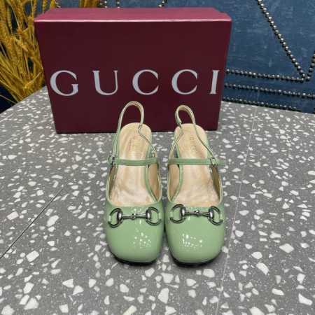 g家新款 Gucc马衔扣后系带凉鞋粗跟漆皮玛丽珍单鞋凉鞋 顶级版本、 原版1:1复制 ①鞋面：牛漆皮 ②内里 垫脚：羊皮 ③鞋底：真皮大底 ④跟高：5.5Cm - 点击图像关闭