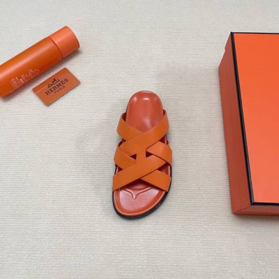 橙子出厂价p hermes 爱马仕 春夏新款 交叉带二舅拖鞋 罗马凉鞋 休闲凉拖 情侣款 码数 35-45