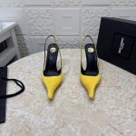 工厂p价 女装女鞋 运动原单 Ysl.顶级版本.高品质. 配置全套包装 2025新款 官网同步 1:1开模 尖头后空鞋 鞋面 漆皮 真丝 内里 羊皮 跟高: 1