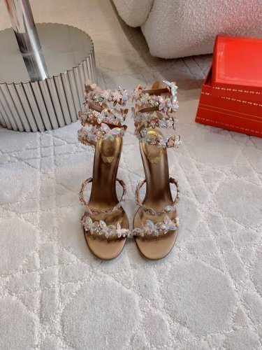 出厂价p Ren* Caovill*重工蝴蝶水晶系列高跟鞋 Bling Bling精致逼人 堪称工艺品 鞋面真丝 手工缝制水钻 内里垫脚羊皮 意大利真皮大底 跟